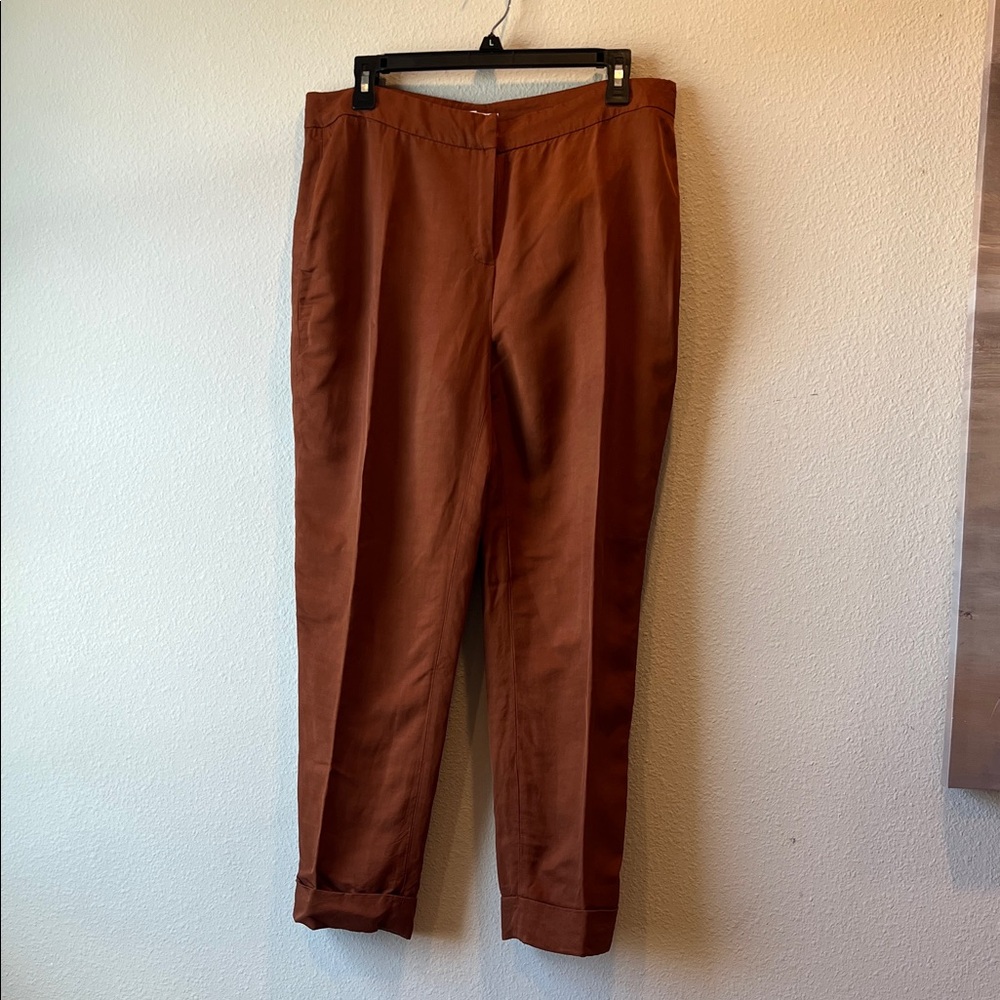 Brown Linen Blend Pants